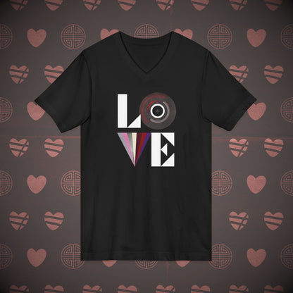 OT7 V-Neck Shirt - Love Record - Unisex Jersey T-Shirt