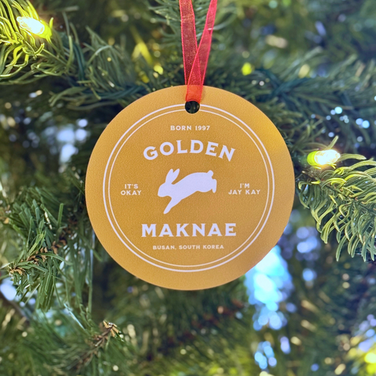 Jung Kook Holiday Ornament - Fanmade BTS Nickname Merch - Golden Maknae - Durable Aluminum