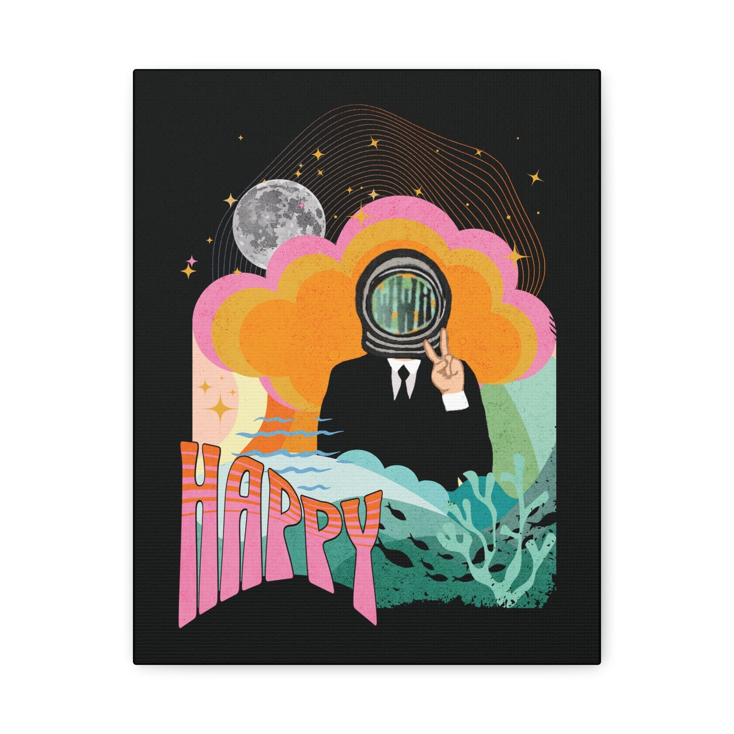 Jin Canvas Wall Art - Fanmade BTS Retro Series - 60s Mod Aesthetic - Framed Wall Decor