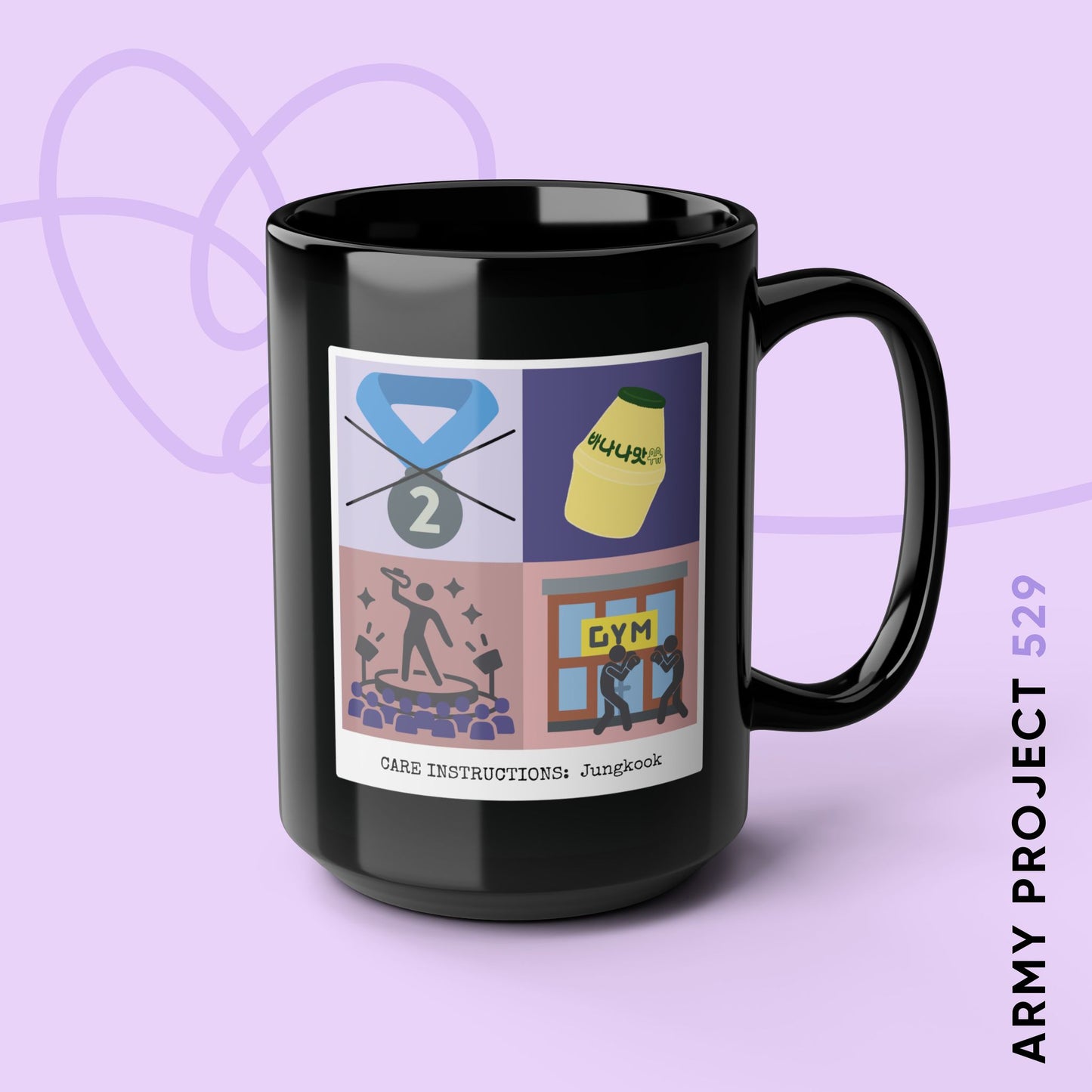 Jung Kook Coffee Mug - Funny Fanmade BTS Merch - Care Instructions - 15 oz Ceramic