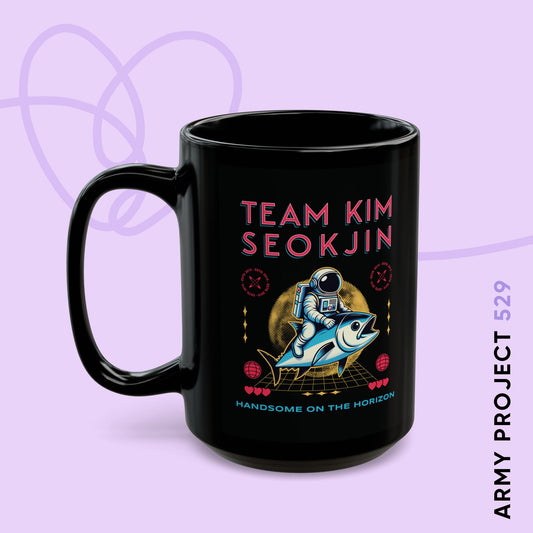 Team Kim Seokjin 15 oz Black Coffee Mug