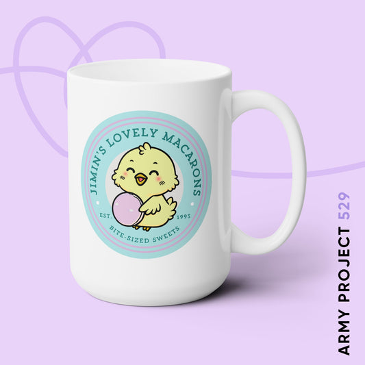 Jimin Coffee Mug - Cute Fanmade BTS Merch - Jimin's Lovely Macarons - 15 oz Ceramic