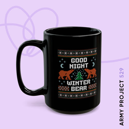Good Night Winter Bear 15 oz Black Coffee Mug