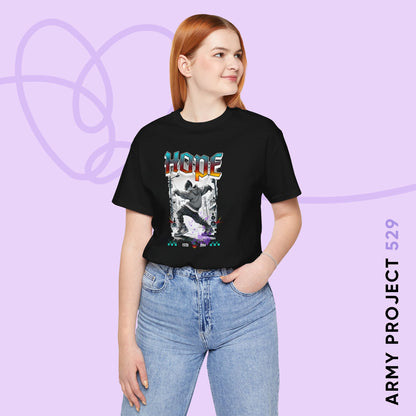 Hobi Short Sleeve Shirt - Fanmade BTS Retro Series - 90s Hip-Hop Aesthetic - Soft Unisex T-Shirt