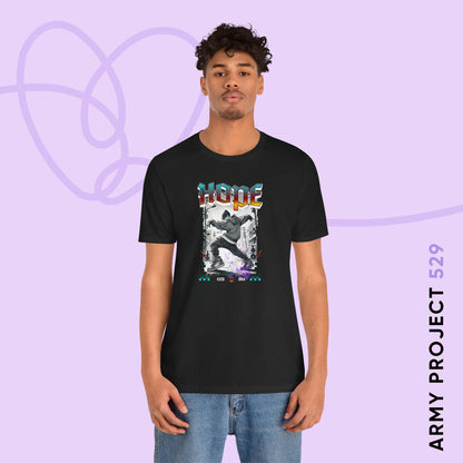 Hobi Short Sleeve Shirt - Fanmade BTS Retro Series - 90s Hip-Hop Aesthetic - Soft Unisex T-Shirt