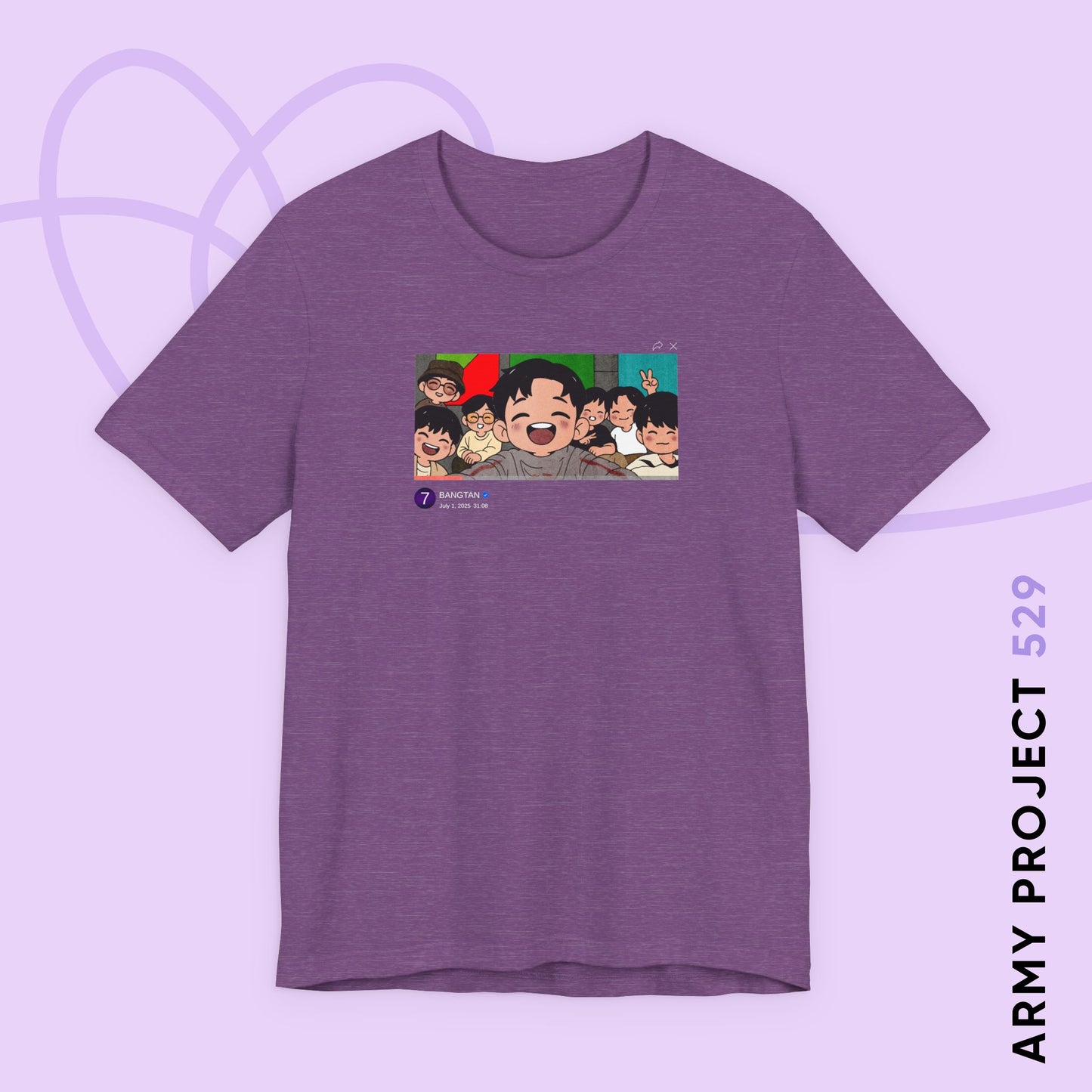 OT7 Reunion Short Sleeve Shirt - Fanmade BTS Merch - Original Chibi Artwork - Unisex Jersey T-Shirt