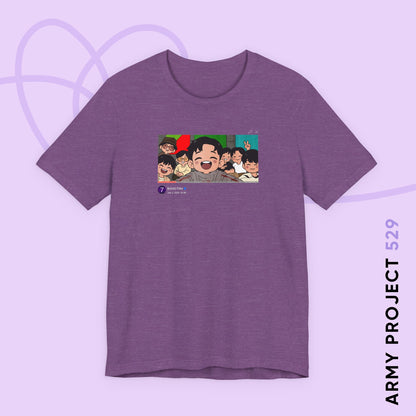 OT7 Reunion Short Sleeve Shirt - Fanmade BTS Merch - Original Chibi Artwork - Unisex Jersey T-Shirt