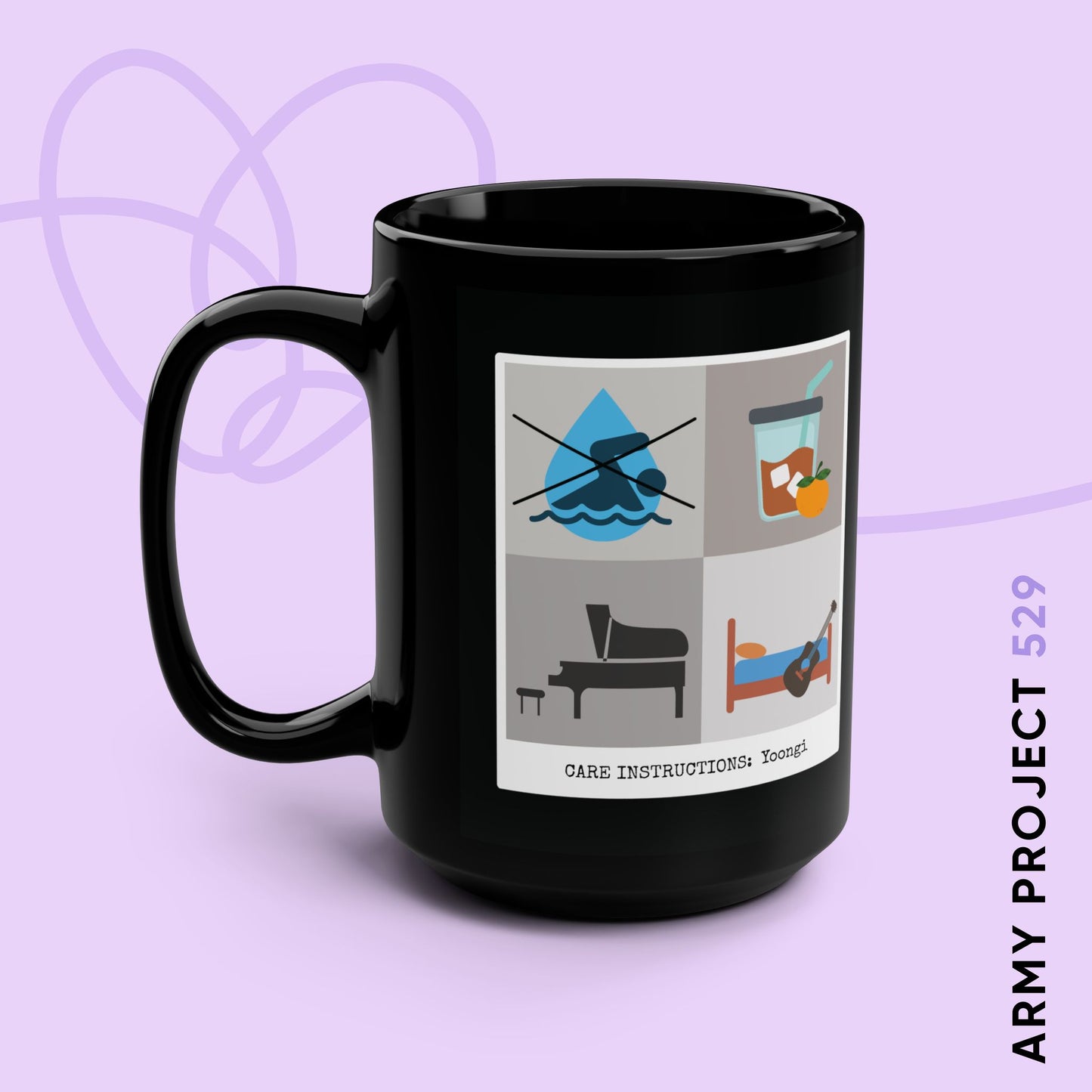 Yoongi Coffee Mug - Funny Fanmade BTS Merch - Care Instructions - 15 oz Ceramic