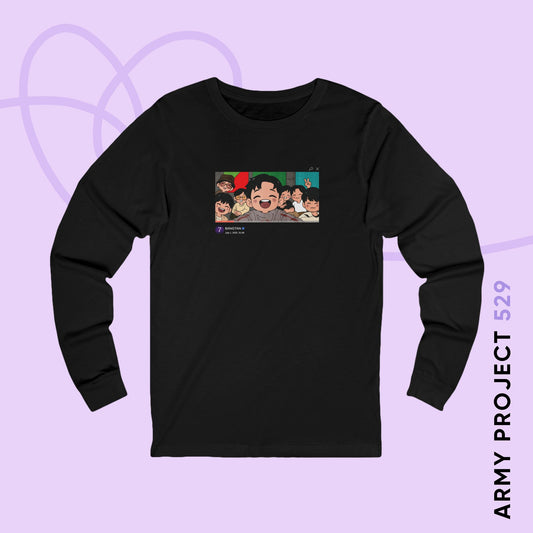 OT7 Reunion Long Sleeve Shirt - Fanmade BTS Merch - Original Chibi Artwork - Unisex Jersey T-Shirt