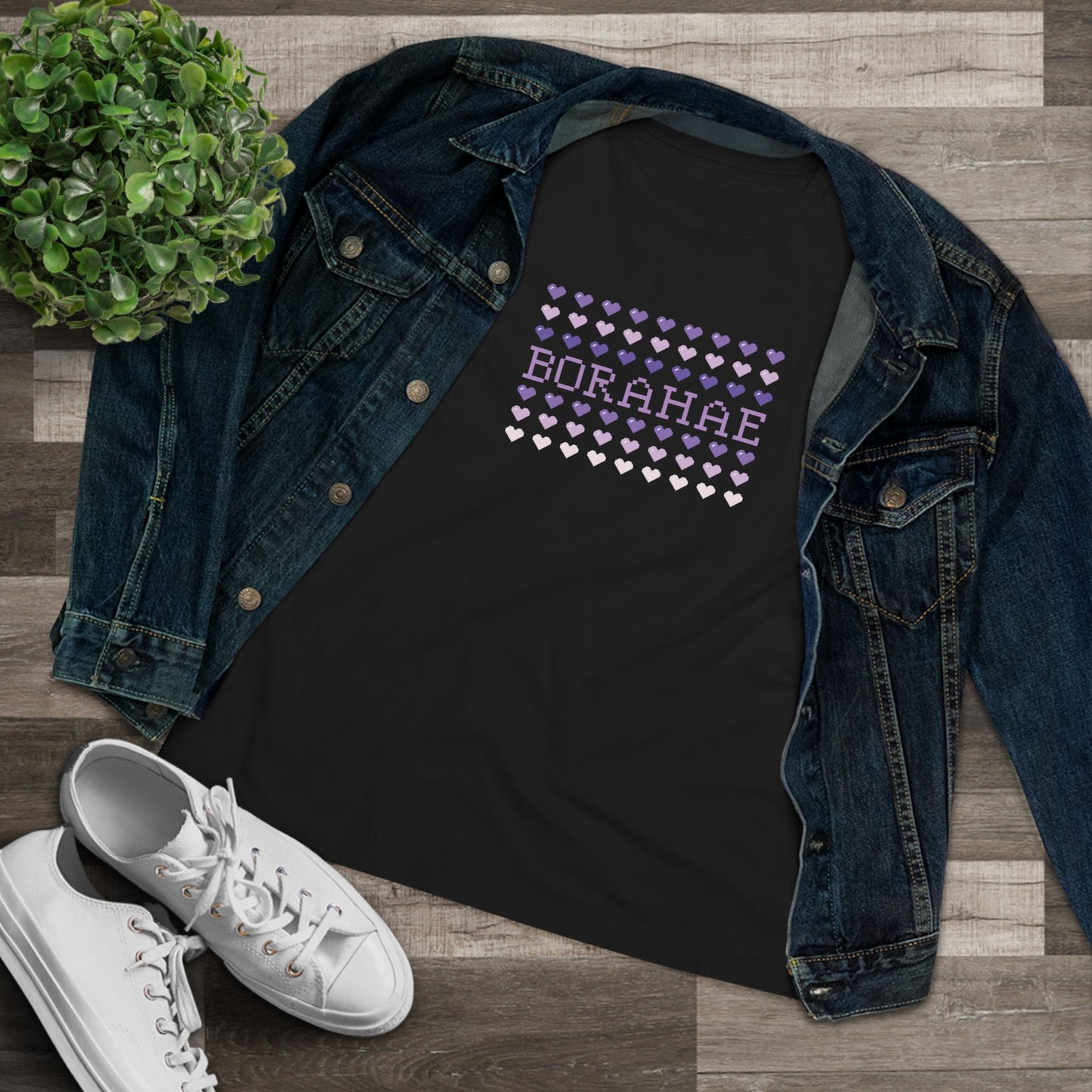 OT7 Women's Shirt - 8-Bit Borahae - Retro Fanmade BTS Merch - Soft Jersey T-Shirt