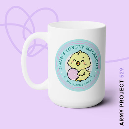 Jimin Coffee Mug - Cute Fanmade BTS Merch - Jimin's Lovely Macarons - 15 oz Ceramic