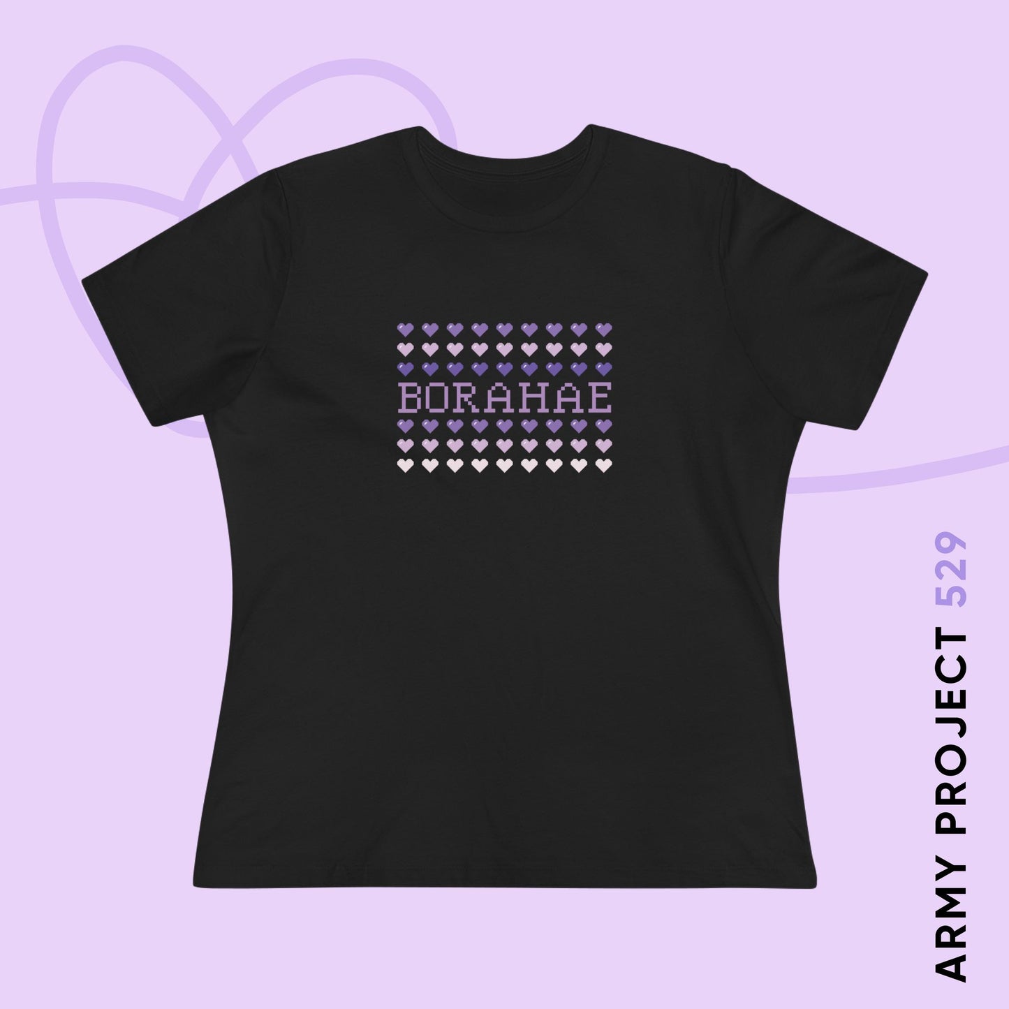 OT7 Women's Tee - 8-Bit Borahae - Retro Fanmade BTS Merch - Soft Jersey T-Shirt