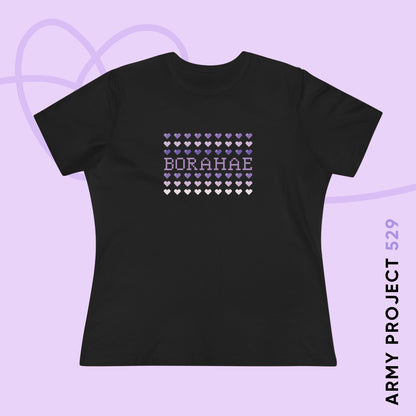 OT7 Women's Tee - 8-Bit Borahae - Retro Fanmade BTS Merch - Soft Jersey T-Shirt