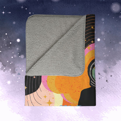 Jin Blanket - Retro Series - 60s Groovy Astronaut Aesthetic - Cozy Fleece Sherpa Blanket