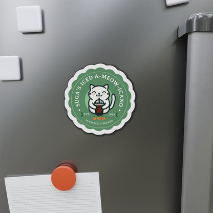 Yoongi Fridge Magnet - Cute Fanmade BTS Merch - SUGA's Iced A-meow-icano - Subtle ARMY Decor