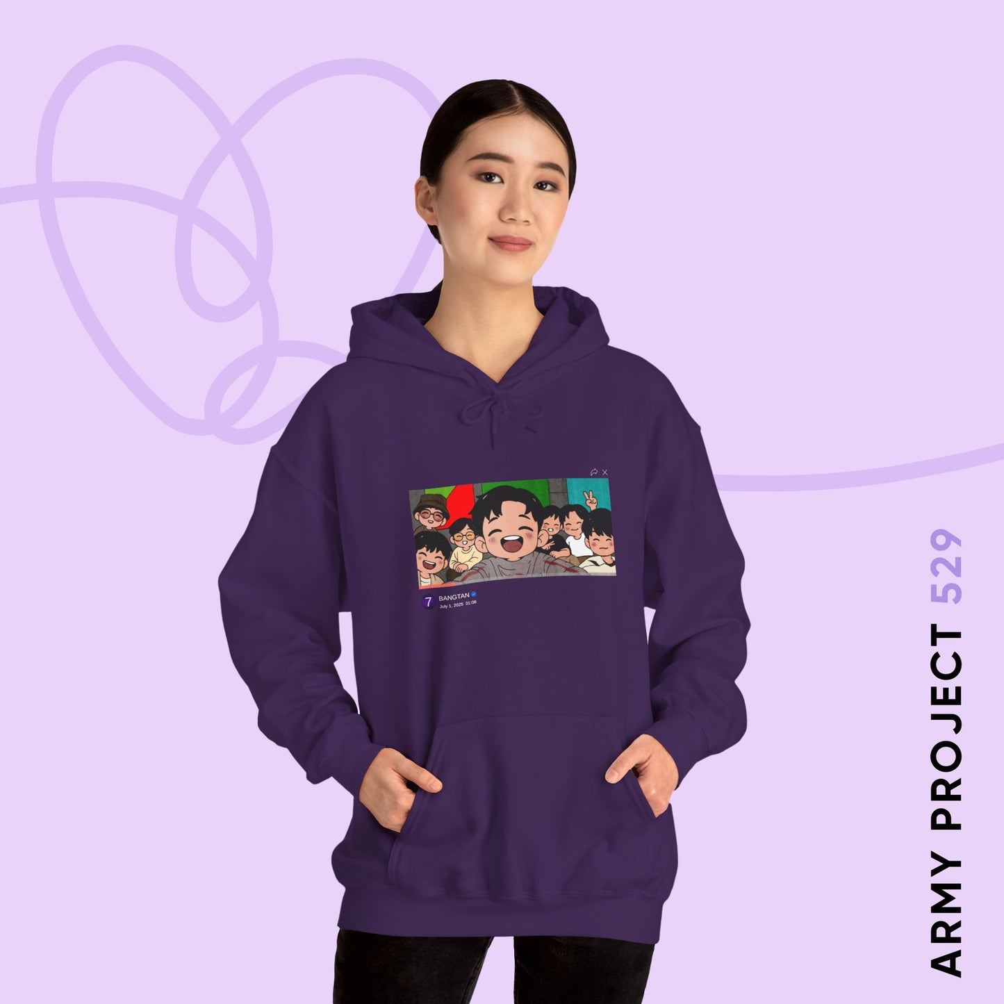 OT7 Reunion Hoodie - Fanmade BTS Merch - Original Chibi Artwork - Cozy Unisex Sweatshirt