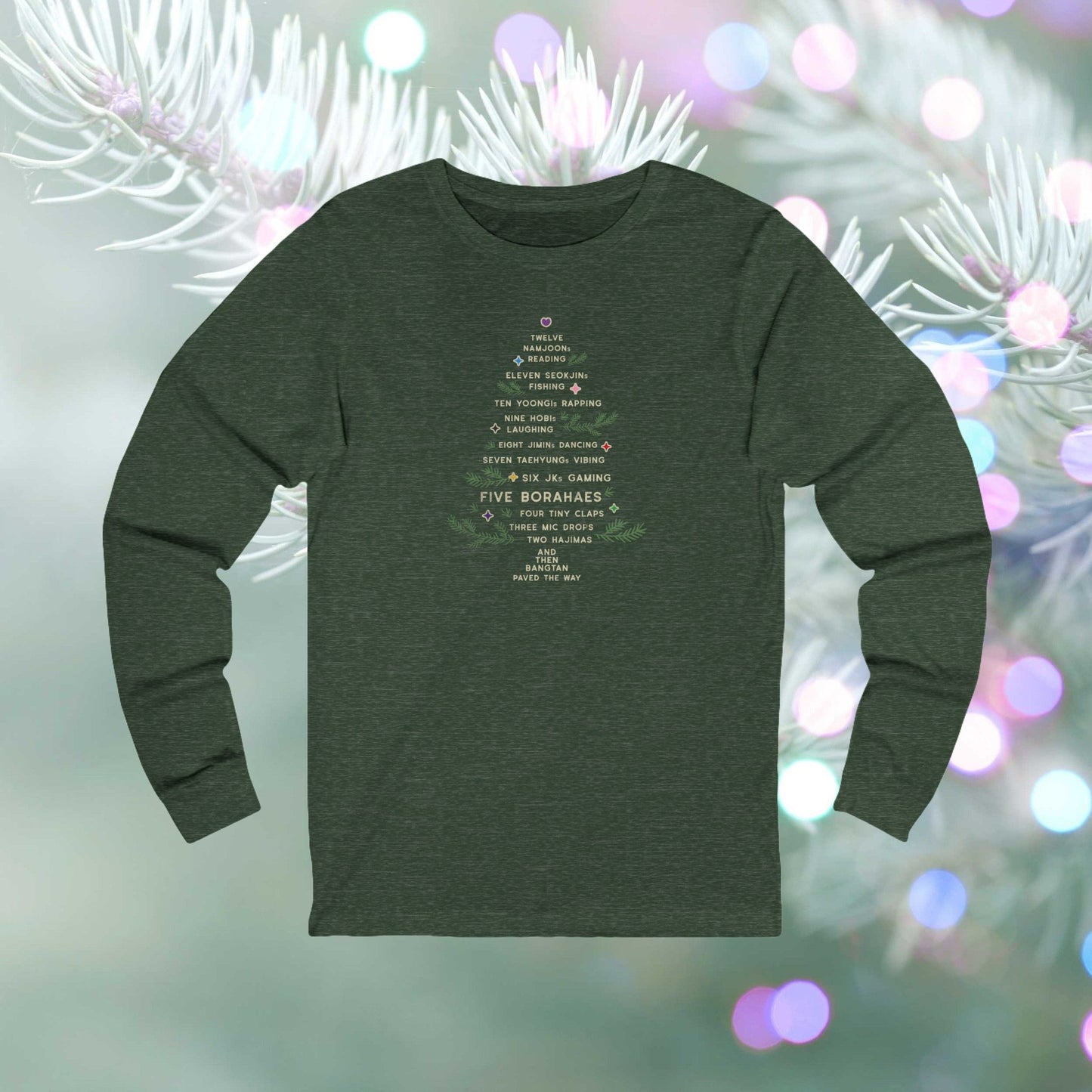 OT7 Long Sleeve Shirt - 12 Days of Bangtan - Retro Fanmade BTS Merch - Soft Unisex T-Shirt