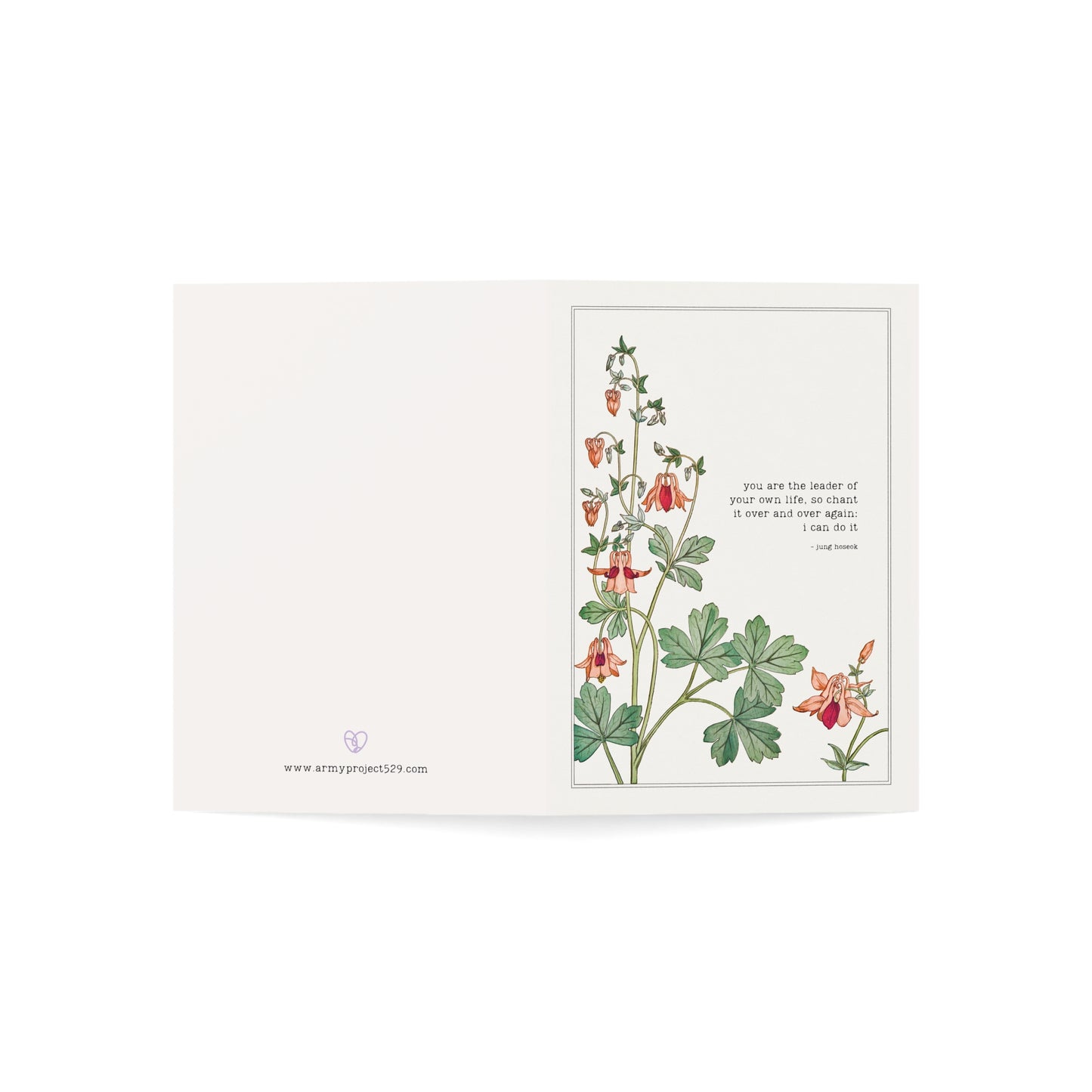 Fanmade BTS Greeting Card - Hobi Inspirational Quote - Vintage Floral Artwork