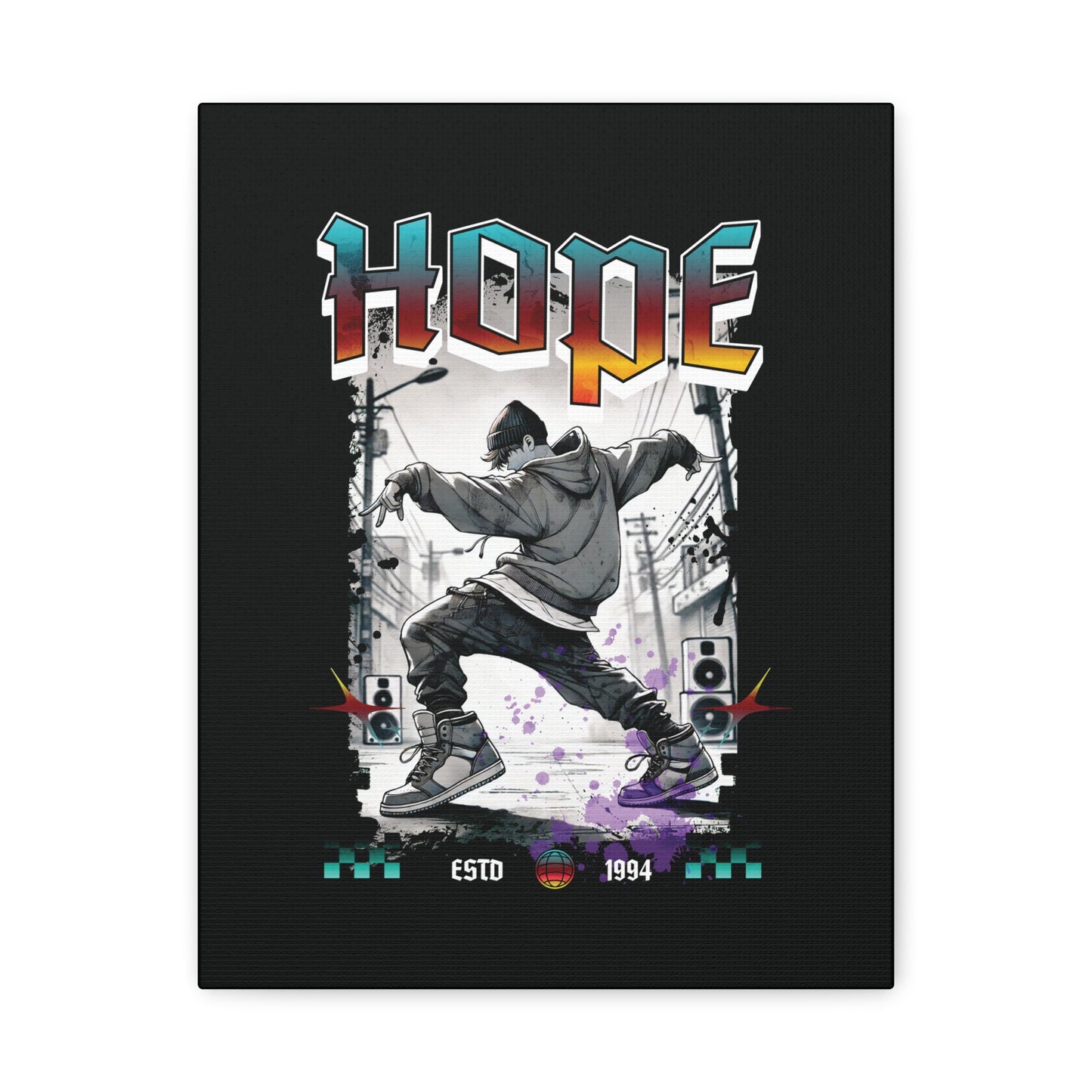 Hobi Canvas Wall Art - Fanmade BTS Retro Series - 90s Hip-Hop Aesthetic - Framed Wall Decor