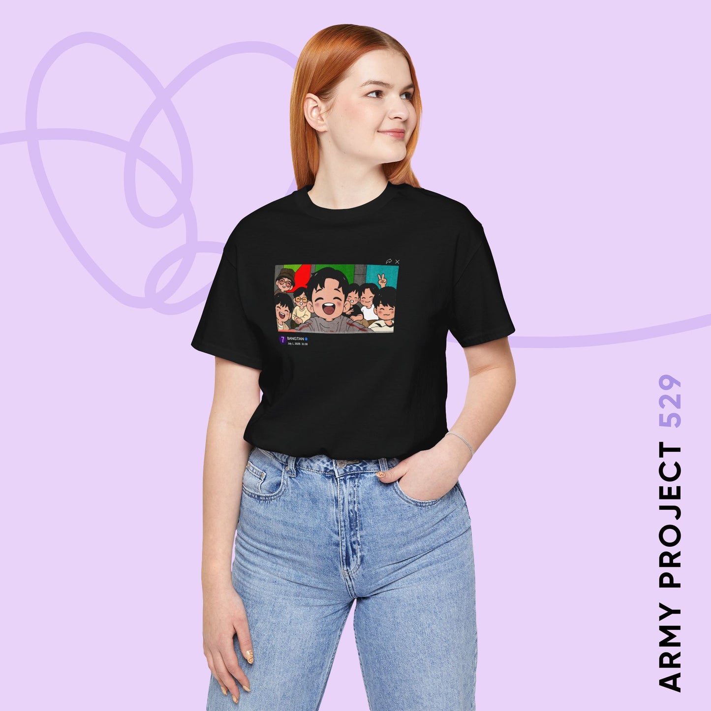 OT7 Reunion Short Sleeve Shirt - Fanmade BTS Merch - Original Chibi Artwork - Unisex Jersey T-Shirt