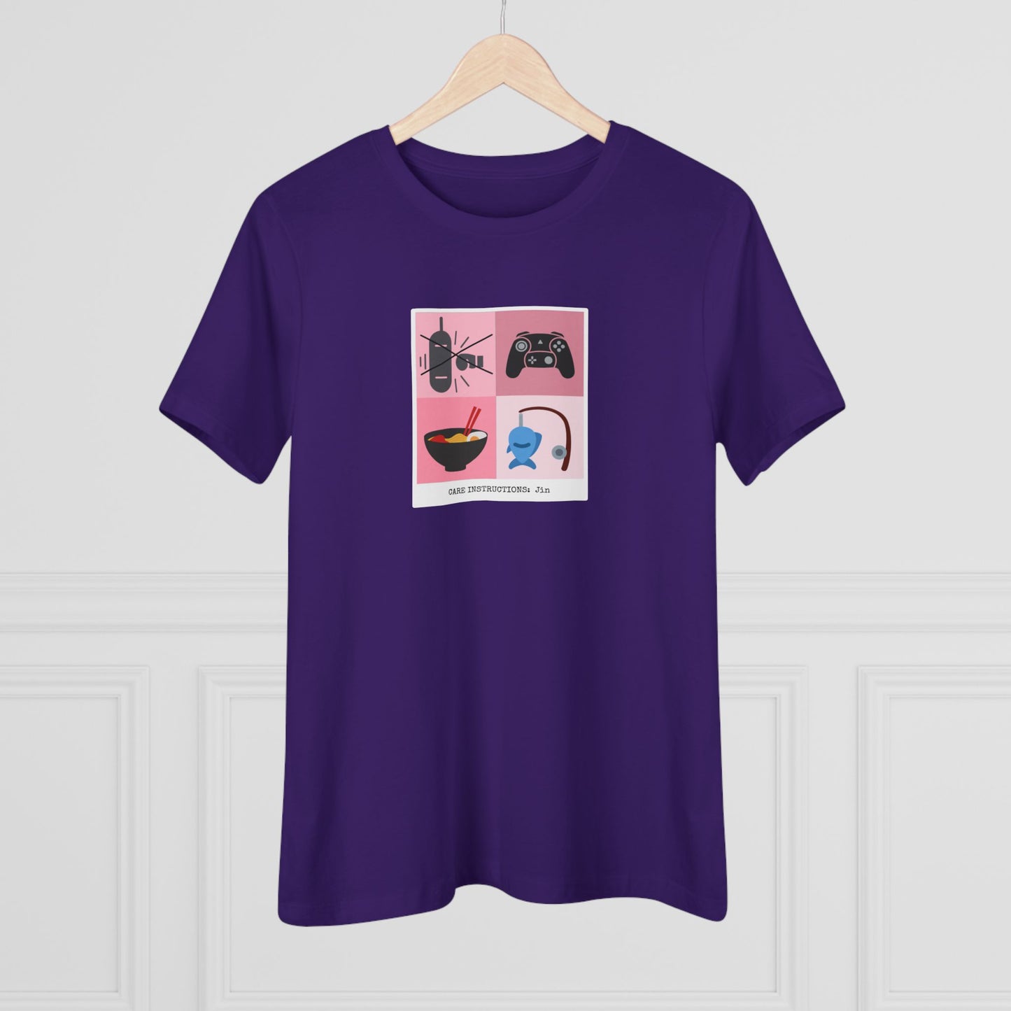 Jin Women's Tee - Funny Fanmade BTS Merch - Care Instructions - Soft Jersey T-Shirt