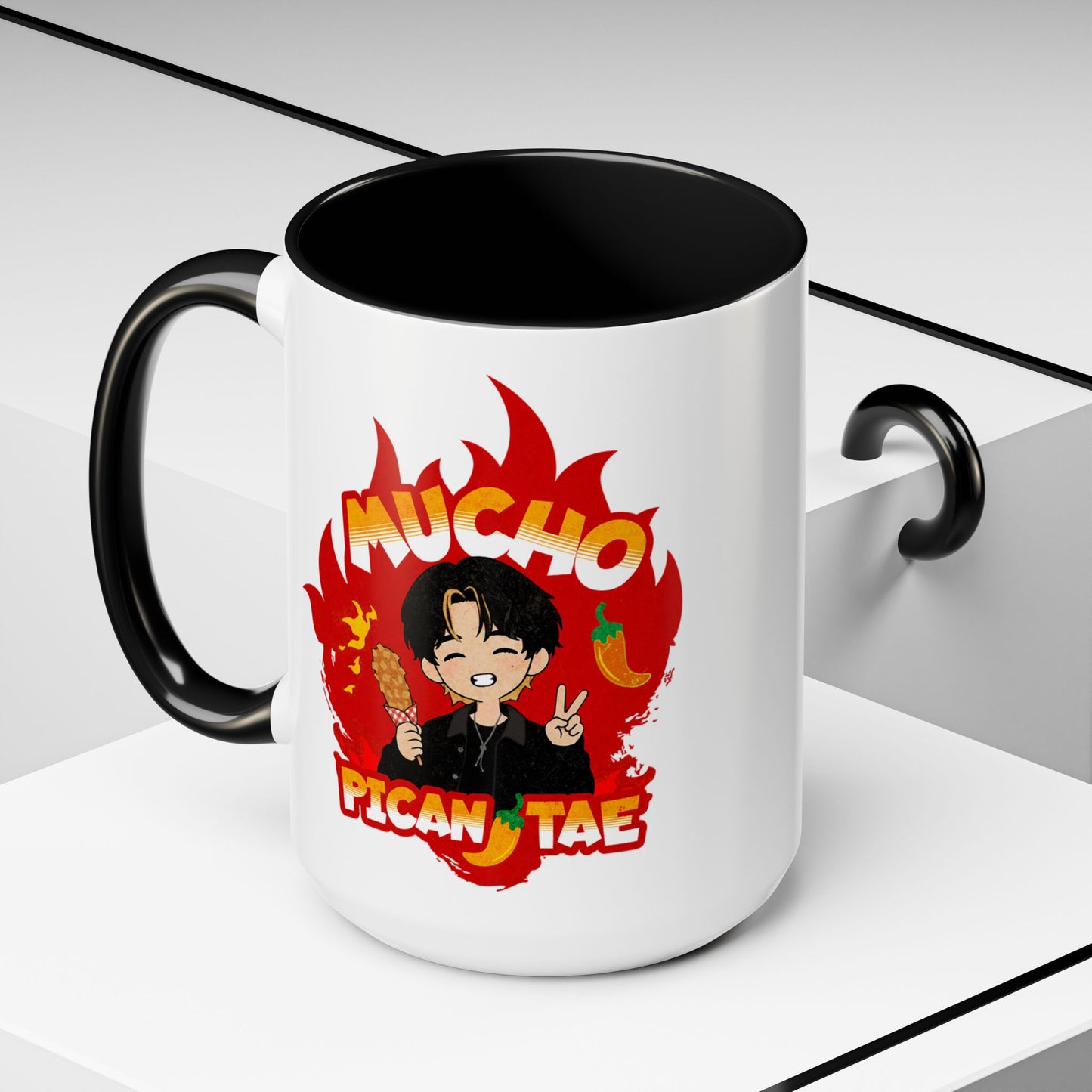 Taehyung Coffee Mug - Mucho PicanTae - 15 oz Two-Tone Ceramic