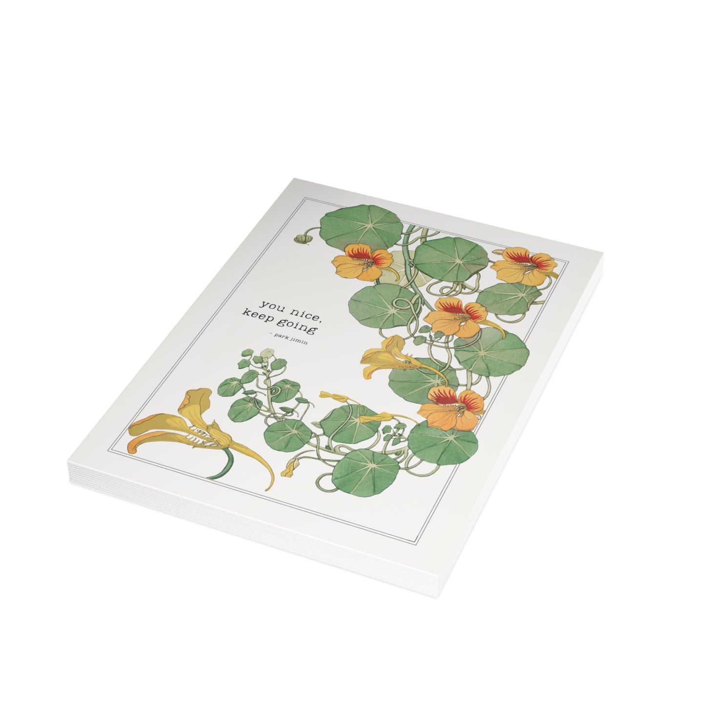 Fanmade BTS Greeting Card - Jimin Encouragement Quote - Vintage Floral Artwork