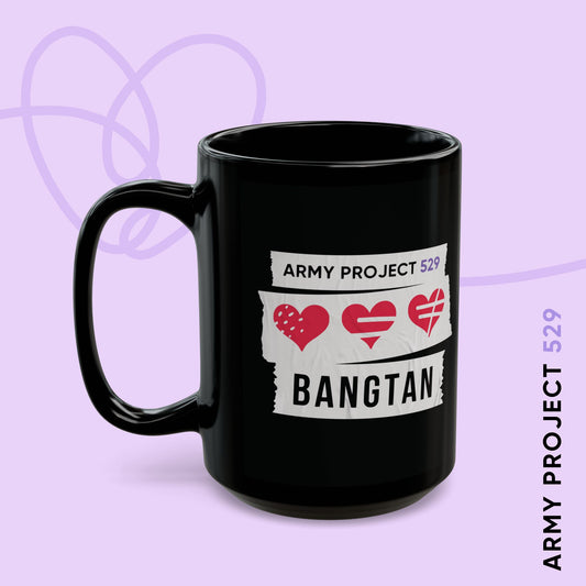 AP529 <3 Bangtan Coffee Mug - Black 15 oz Ceramic