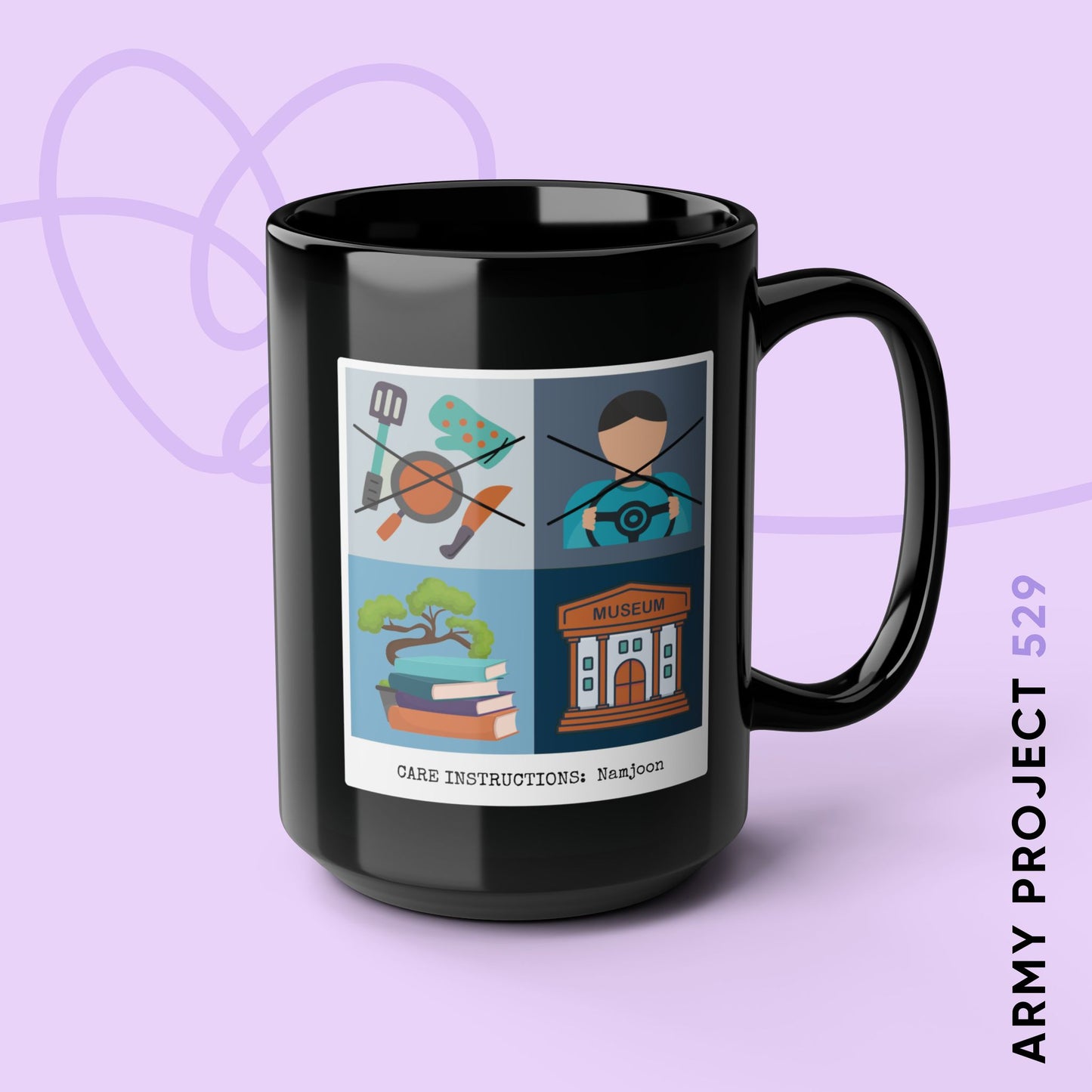 Namjoon Coffee Mug - Funny Fanmade BTS Merch - Care Instructions - 15 oz Ceramic