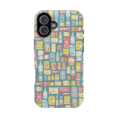 Sweet Pastel Korean Snacks Magnetic Tough Phone Case - Cute K-Pop Merch - iPhone, Galaxy, Pixel Cover