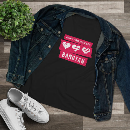 OT7 Women's Tee - AP529 <3 Bangtan (Red) - Soft Jersey T-Shirt