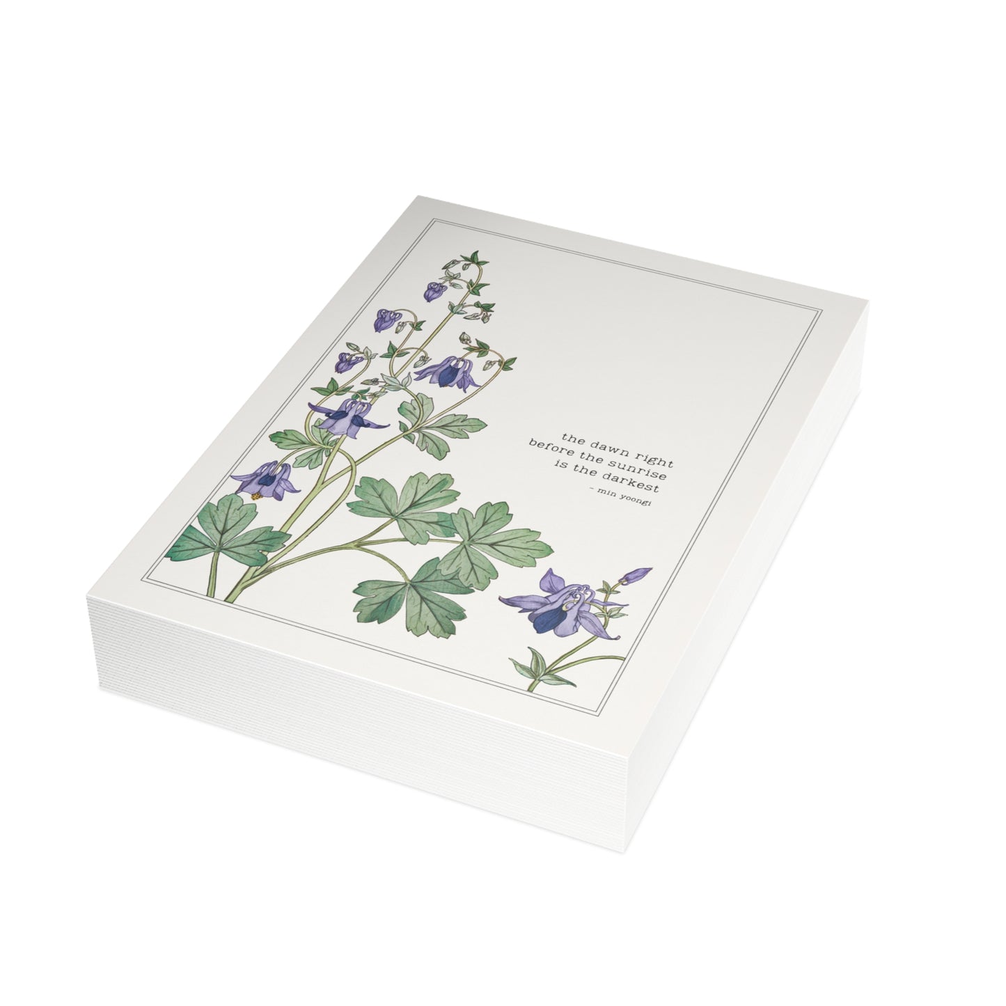 Fanmade BTS Greeting Card - Yoongi Encouragement Quote - Vintage Floral Artwork