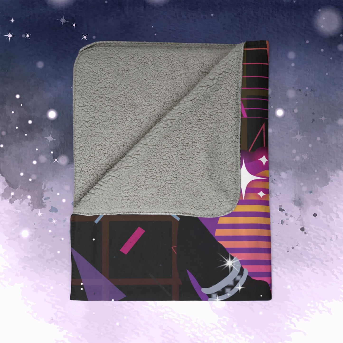 Jimin Throw Blanket - Retro Series - 80s Neon Video Game Aesthetic - Cozy Fleece Sherpa Blanket