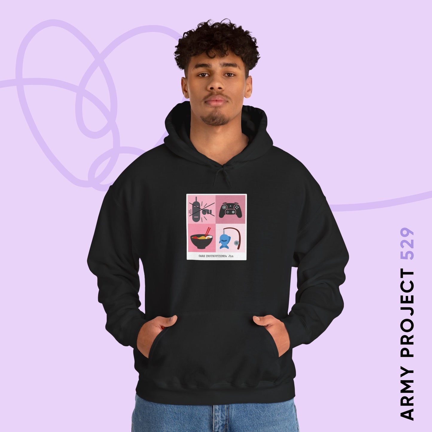 Jin Hoodie - Funny Fanmade BTS Merch - Care Instructions - Cozy Unisex Sweatshirt