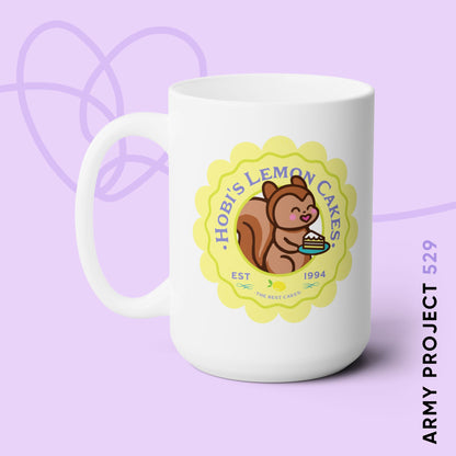 Hobi Coffee Mug - Cute Fanmade BTS Merch - Hobi's Lemon Cakes - 15 oz Ceramic