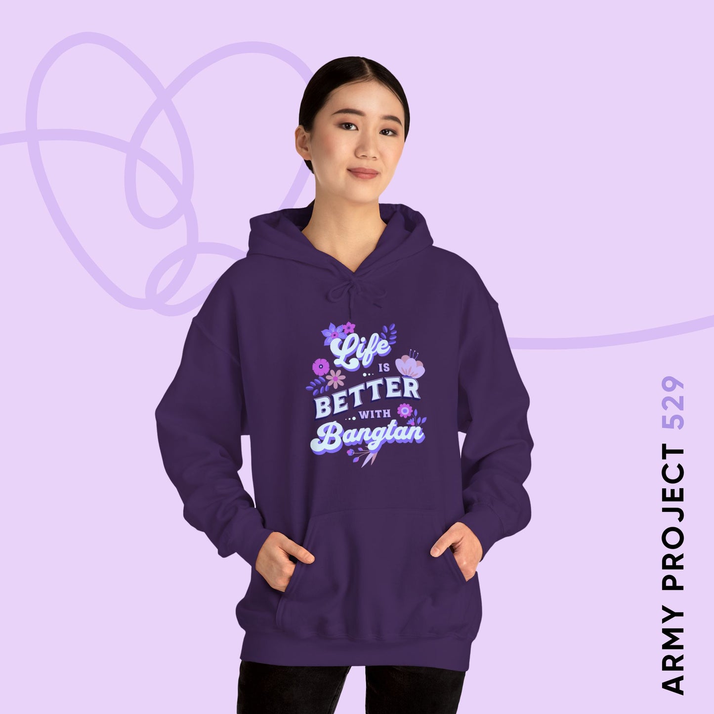 OT7 Hoodie - Life is Better with Bangtan - Fanmade BTS Merch - Cozy Unisex Sweatshirt