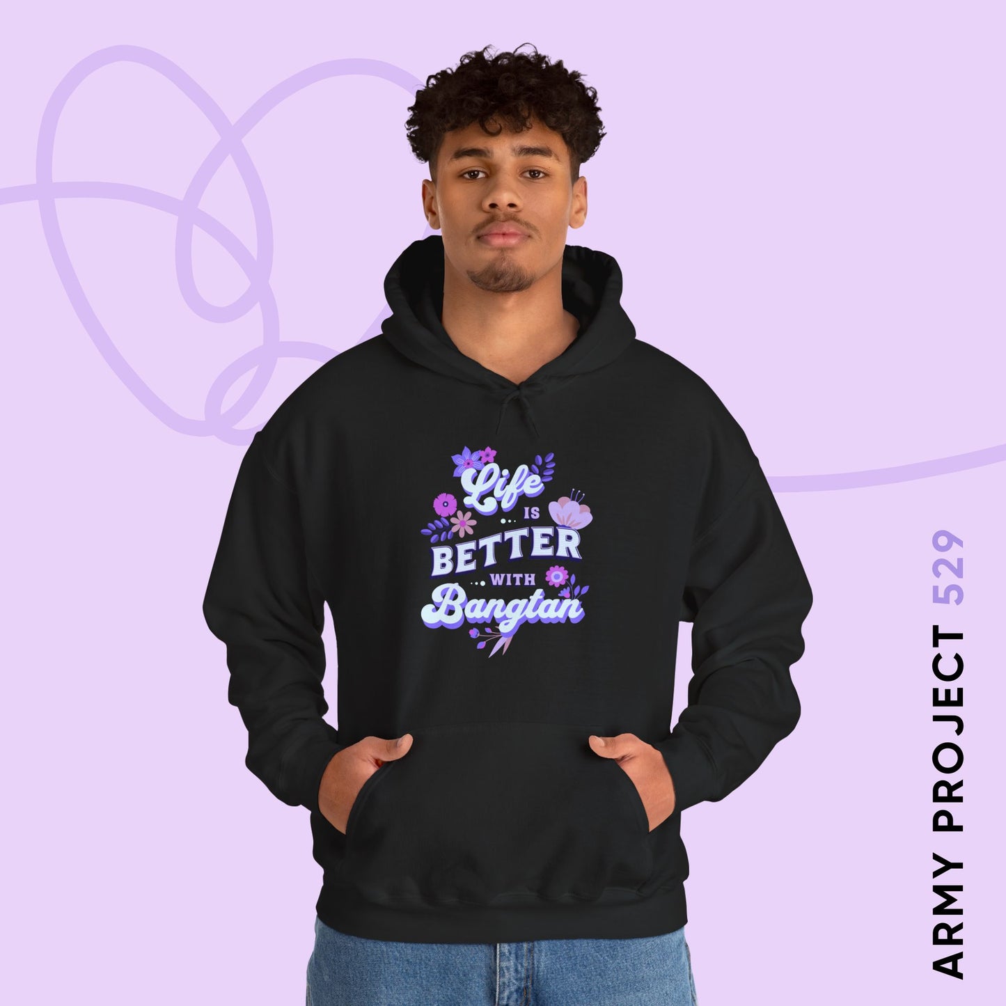OT7 Hoodie - Life is Better with Bangtan - Fanmade BTS Merch - Cozy Unisex Sweatshirt