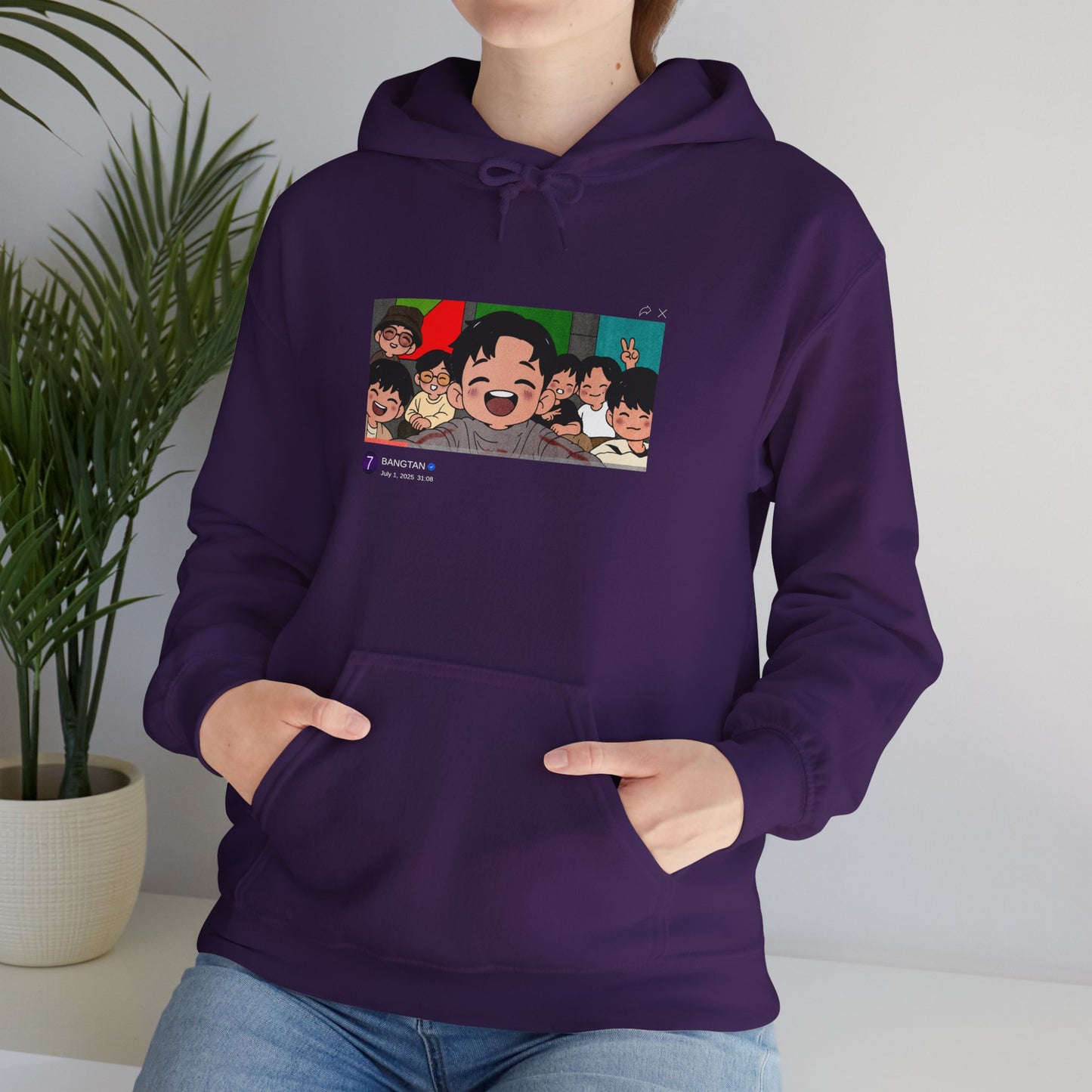 OT7 Reunion Hoodie - Fanmade BTS Merch - Original Chibi Artwork - Cozy Unisex Sweatshirt
