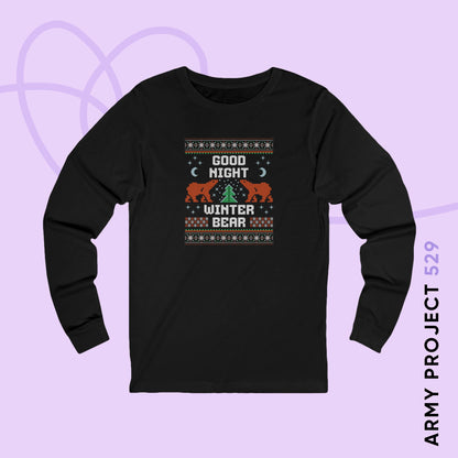 Taehyung Long Sleeve Shirt - Good Night Winter Bear - Fanmade BTS Merch - Unisex Jersey T-Shirt