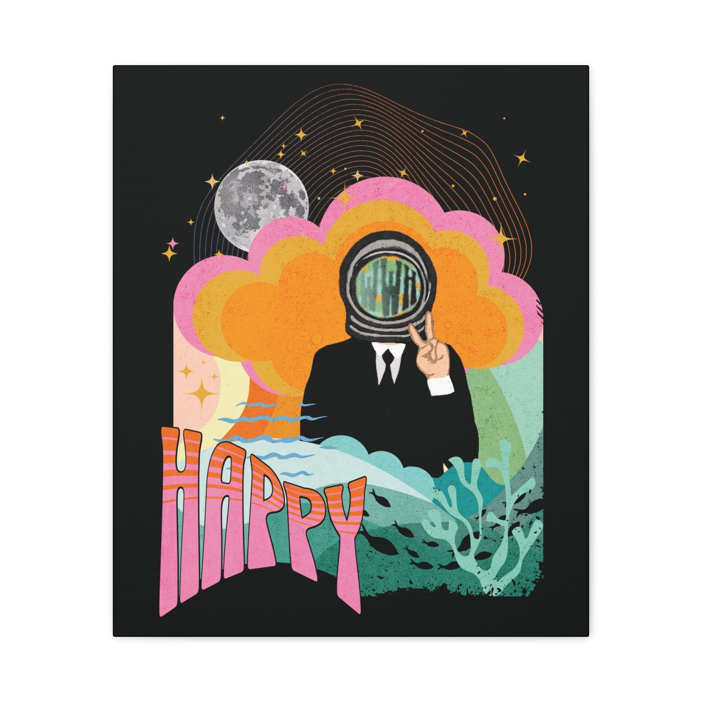 Jin Canvas Wall Art - Fanmade BTS Retro Series - 60s Mod Aesthetic - Framed Wall Decor