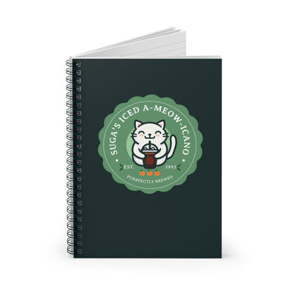 Yoongi Notebook - Cute Fanmade BTS Merch - SUGA's Iced A-meow-icano - Spiral Journal