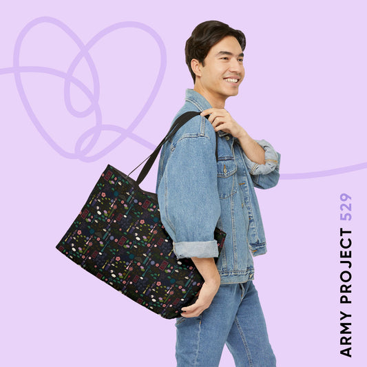 Norigae Night Garden Tote Bag - Elegant K-Pop Purse - Fixed Strap Shoulder Bag