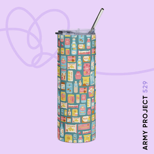 Sweet Pastel Korean Snacks Tumbler - Cute K-Pop Drinkware - 20 oz Stainless Steel Cup
