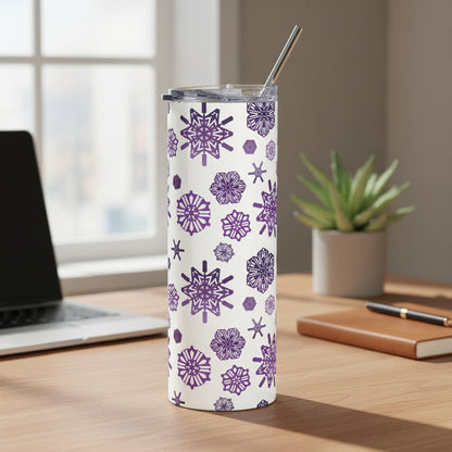 OT7 Tumbler - Secret Snowflakes (White) - Fanmade BTS Drinkware - 20 oz Stainless Steel Cup