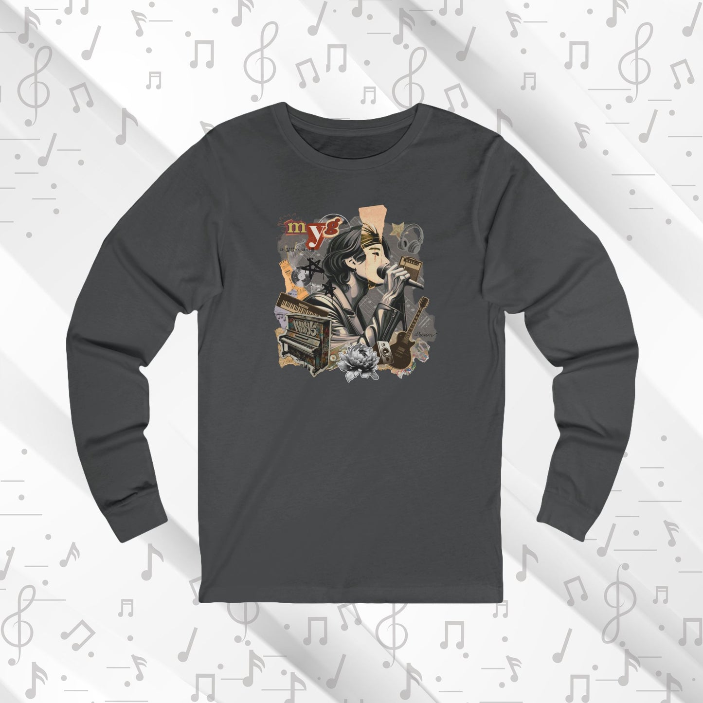 Yoongi Long Sleeve Shirt - Fanmade BTS Retro Series - 2010s Rock Aesthetic - Soft Unisex T-Shirt