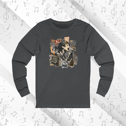 Yoongi Long Sleeve Shirt - Fanmade BTS Retro Series - 2010s Rock Aesthetic - Soft Unisex T-Shirt