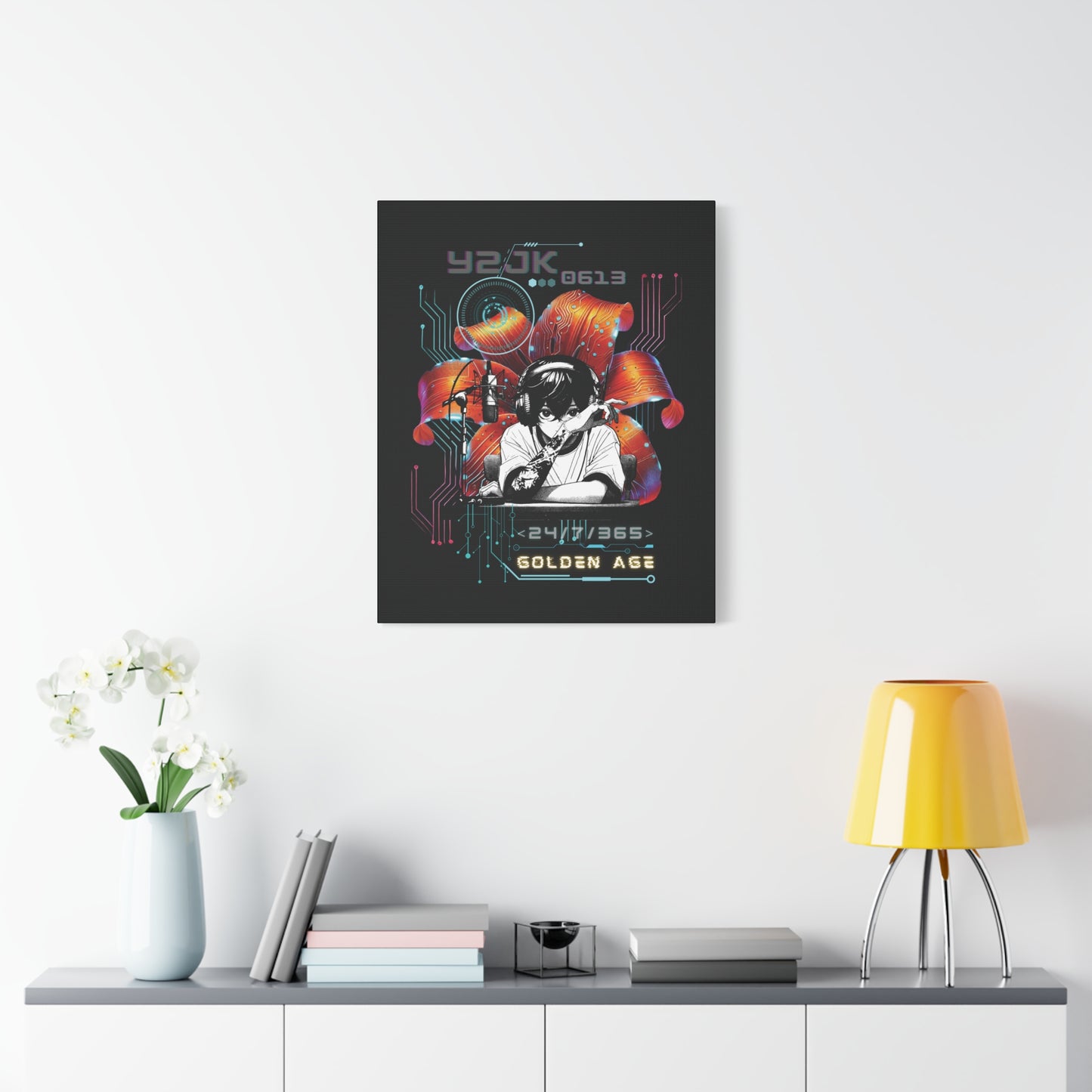 Jung Kook Canvas Wall Art - Fanmade BTS Retro Series - Y2K Gamer Aesthetic - Framed Wall Decor