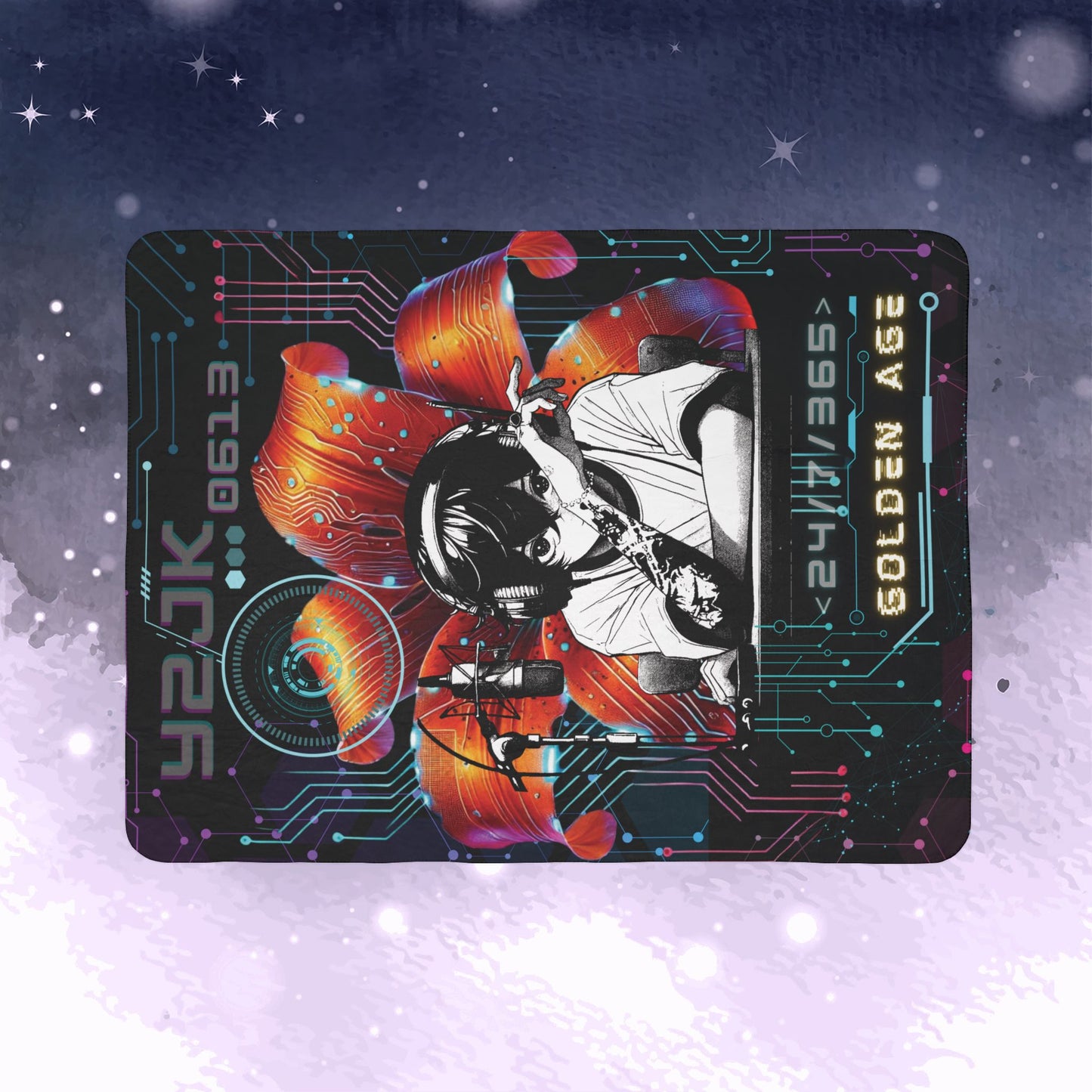 Jung Kook Throw Blanket - Retro Series - Y2K Gamer Aesthetic - Cozy Fleece Sherpa Blanket