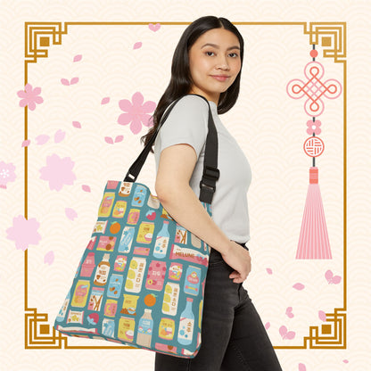 Sweet Pastel Korean Snacks Adjustable Tote Bag (AOP)