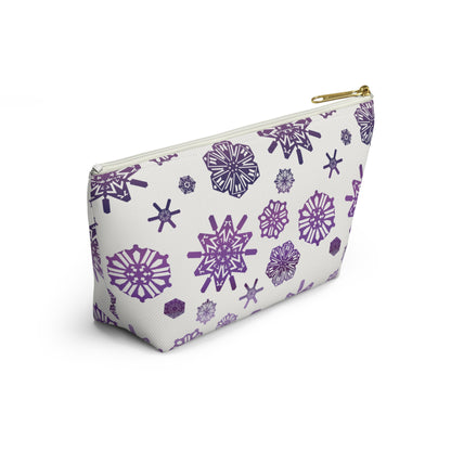 OT7 Cosmetics Bag - Secret Snowflakes (White) - Fanmade BTS Toiletry Bag - Flat Bottom Zipper Pouch